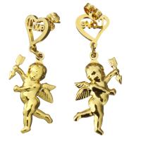 Stainless Steel Drop Earring Angel word love gold color plated for woman 43mm Sold By Pair