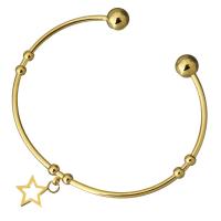 Bracelete de aço inoxidável, Estrela, cromado de cor dourada, para mulher, 11x14mm, 2mm, 8mm, Diametro interno:Aprox 63x48mm, vendido por PC