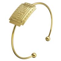 Bracelete de aço inoxidável, cromado de cor dourada, para mulher, 28x20mm, 2mm, 6mm, Diametro interno:Aprox 62x55mm, vendido por PC