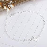 Brass Anklet with 1.18inch extender chain Hexagram silver color plated for woman nickel lead & cadmium free Length Approx 8.26 Inch Sold By Lot