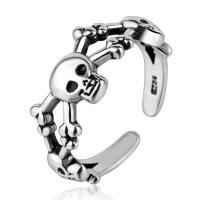 Brass Finger Ring Skull antique silver color plated Adjustable & Unisex nickel lead & cadmium free US Ring Sold By Lot