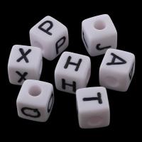 Opaque Acrylic Beads, Cube, different designs for choice & solid color, white, 7x7mm, Hole:Approx 3mm, Approx 1800PCs/Bag, Sold By Bag