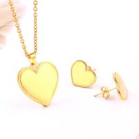 Fashion Stainless Steel Jewelry Sets earring & necklace Heart plated oval chain & for woman Length Approx 17.7 Inch Sold By Set