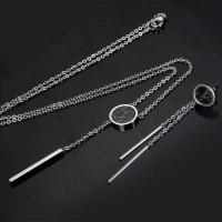 Stainless Steel smycken Ställer, örhänge & halsband, ROSTFRITT STÅL, med Syntetisk Turkos, plated, oval kedja & för kvinna, fler färger för val, 13x60mm,10x63mm, Längd Ca 17.7 inch, Säljs av Ställ