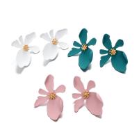 Zinc Alloy Stud Earring with Polymer Clay stainless steel post pin Flower plated for woman lead & cadmium free Sold By Pair