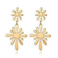 Zinc Alloy Drop Earrings stainless steel post pin Flower gold color plated for woman lead & cadmium free Sold By Pair