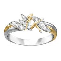 Brass Finger Ring Fairy plated & for woman & with rhinestone nickel lead & cadmium free Sold By PC