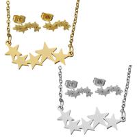 Fashion Stainless Steel Jewelry Sets earring & necklace Star plated oval chain & for woman 1.5mm Length Approx 18 Inch Sold By Set