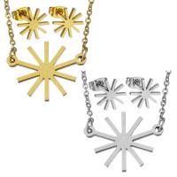 Fashion Stainless Steel Jewelry Sets earring & necklace Snowflake plated oval chain & for woman 1.5mm 11mm Length Approx 17 Inch Sold By Set