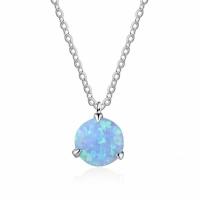 925 Sterling Silver Necklace with Opal Flat Round oval chain & for woman Sold Per Approx 16 Inch Strand
