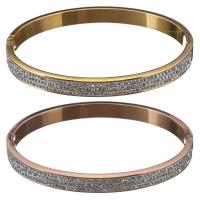 Stainless Steel Bangle with Rhinestone Clay Pave plated for woman 6mm Inner Approx 59mm Sold By PC