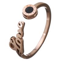 aço inoxidável Cuff Ring Finger, with resina, palavra amor, rosa real com banho de cor, com o número de roman & tamanho diferente para a escolha & para mulher, 7mm, vendido por PC