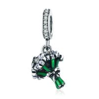Thailand Sterling Silver European Pendant Bouquet micro pave cubic zirconia & without troll & enamel Sold By PC