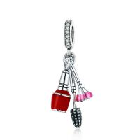 Thailand Sterling Silver European Pendant micro pave cubic zirconia & without troll & enamel Sold By PC