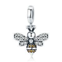 Thailand Sterling Silver European Pendant Bee micro pave cubic zirconia & without troll Sold By PC