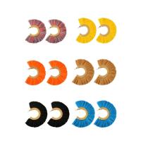 Zinc Alloy Tassel Earring, met Non-wovens, Letter C, gold plated, voor vrouw, meer kleuren voor de keuze, nikkel, lood en cadmium vrij, 58x80mm, Verkocht door pair