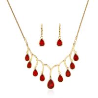 Zinc Alloy Jewelry Set earring & necklace with Crystal with 2.3lnch extender chain gold color plated lantern chain & for woman & faceted nickel lead & cadmium free  Length Approx 19.2 Inch Sold By Set