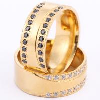 Rhinestone Stainless Steel Finger Ring gold color plated Unisex & with rhinestone 8mm Sold By PC