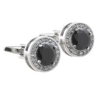 Brass Cufflinks silver color plated for woman & with rhinestone Sold By Pair