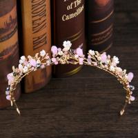 Bridal Tiaras Zinc Alloy with ABS Plastic Pearl & Crystal gold color plated for bridal & faceted & with rhinestone lead & cadmium free Sold By PC