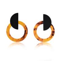 Acetaatblad Drop Earring, roestvrij staal oorbel bericht, voor vrouw, meer kleuren voor de keuze, 45x60mm, Verkocht door pair