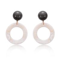 Acetaatblad Drop Earring, roestvrij staal oorbel bericht, Donut, voor vrouw, 35x54mm, Verkocht door pair