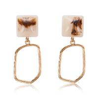 Acetate Drop Earring with Zinc Alloy stainless steel post pin gold color plated for woman Sold By Pair