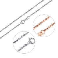 925 Sterling Silver Necklace Chain, plated, different length for choice & rolo chain & for woman, 1.5mm, Sold By Strand