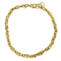 Pulsera de Acero Inoxidable, chapado en color dorado, cadena oval & cadena de cuerda & para mujer, 6x1mm, longitud aproximado 8.5 Inch, 10Strandsfilamento/Grupo, Vendido por Grupo