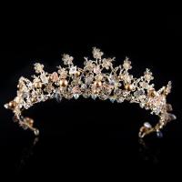 Bridal Tiaras Zinc Alloy with ABS Plastic Pearl & Crystal gold color plated for bridal & faceted & with rhinestone lead & cadmium free Sold By PC