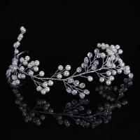 Zinc Alloy Headband with ABS Plastic Pearl & Crystal silver color plated for bridal & faceted lead & cadmium free Sold By PC
