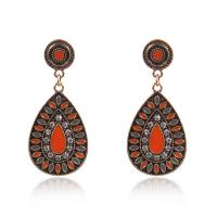 Zinc Alloy Drop Earrings Teardrop antique gold color plated for woman & enamel & with rhinestone nickel lead & cadmium free Sold By Pair