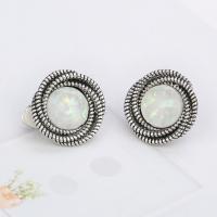 Zinc Alloy Clip Earring with Crystal antique silver color plated for woman nickel lead & cadmium free 21mm Sold By Lot