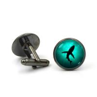 Cufflinks Zinc Alloy with Glass Flat Round plated time gem jewelry & Unisex & decal lead & cadmium free Sold By Pair