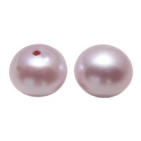 Gėlo vandens perlų Auskarai Stud komponentas, Butas Round, pusės gręžti, rožinis, 9x7mm, Skylė:Apytiksliai 0.8mm, Pardavė Pora