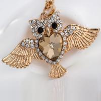 Zinc Alloy Sweater Chain Necklace Owl gold color plated twist oval chain & for man & with rhinestone nickel lead & cadmium free Length Approx 28.3 Inch Sold By Lot