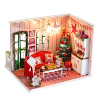 Hout Verzamel House Toy, met Doek & Plastic, Huis, plated, DIY & Kerst sieraden, 240x205x175mm, Verkocht door PC