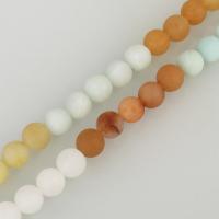 Regenbogen Jaspis Perle, rund, verschiedene Größen vorhanden & satiniert, Bohrung:ca. 1mm, verkauft per ca. 15.5 ZollInch Strang
