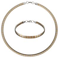 Stainless Steel smycken Ställer, krage & armband, ROSTFRITT STÅL, plated, för kvinna, 6mm, 6mm, Längd Ca 17 inch, Ca 8 inch, Säljs av Ställ