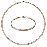 Stainless Steel smycken Ställer, krage & armband, ROSTFRITT STÅL, plated, för kvinna, 4mm, 4mm, Längd Ca 18 inch, Ca 8 inch, Säljs av Ställ