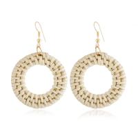 Rattan Drop Earring with Zinc Alloy Donut gold color plated for woman nickel lead & cadmium free Sold By Pair