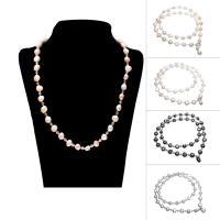 perle d'eau douce cultivée collier de chandail, avec perles de rocaille en verre, Baroque, naturel, pour femme, plus de couleurs à choisir, 7x11mm-8x9mm, Vendu par Environ 22.5 pouce brin