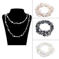 perle d'eau douce cultivée collier de chandail, avec perles de rocaille en verre, pour femme, plus de couleurs à choisir, 7x11mm, Vendu par Environ 47 pouce brin