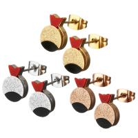 Stainless Steel Stud Earring, with Resin, Round, plated, for woman & stardust, more colors for choice, 8x11x14mm, 3Pairs/Lot, Sold By Lot