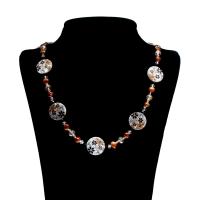 perle d'eau douce cultivée collier de chandail, avec coquille & cristal, pour femme & facettes, 20x20x4mm-9x6x6mm, Vendu par Environ 27.5 pouce brin