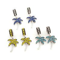 European Style Zinc Alloy Dangle Beads Palm Tree antique silver color plated without troll & with rhinestone lead & cadmium free Approx 5mm Sold By Bag