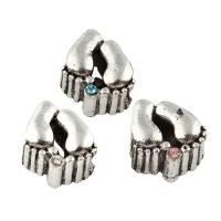 Zinc Alloy European Beads Foot antique silver color plated without troll & with rhinestone lead & cadmium free Approx 5mm Sold By Bag