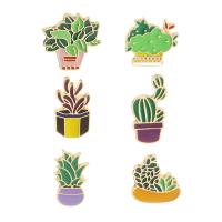 Zinc Alloy Collar Brooch plant pot gold color plated Unisex & enamel nickel lead & cadmium free Sold By PC