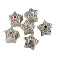 Zinc Alloy European Beads Star platinum color plated without troll & with rhinestone lead & cadmium free Approx 5mm Sold By Bag