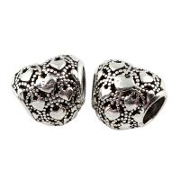 Zinc Alloy European Beads Heart platinum color plated without troll & blacken lead & cadmium free Approx 5mm Sold By Bag